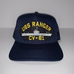 USS Ranger CV-61 Embroidered Patch Curved Bill Snapback Otto Hat Blue NEW.